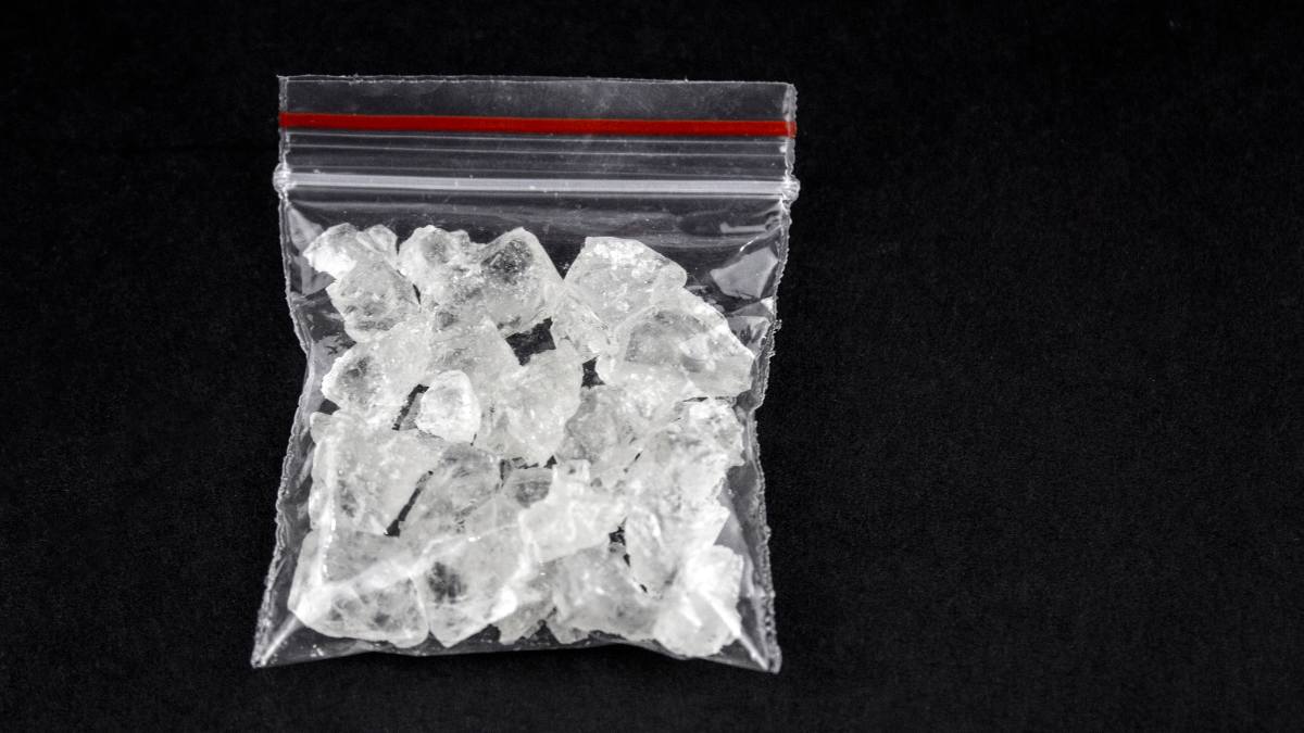 A small packet of white crystal meth.
